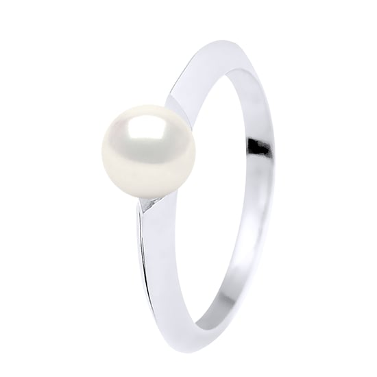 DIADEMA - Ring - Diamonds and White Gold - Real Freshwater Pearls - White