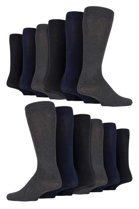12 par herrstrumpor i bomull med färgglada ränder | Sock Snob | Mönstrade dressade business- och casualstrumpor - BNG - Image 1