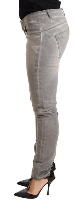 Acht Light Gray Washed Cotton Slim Fit Jeans