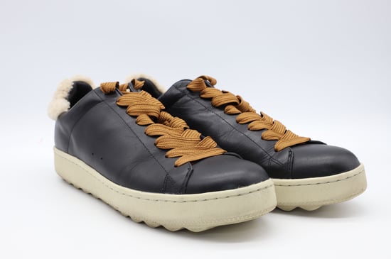 Coach C101 Shearling Sneakers in Black Leather - Image 4