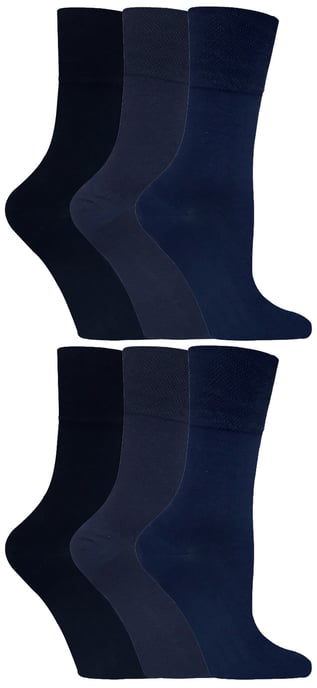Gentle Grip - 6 paar diabetische damessokken - Donkerblauw 37 - Image 1