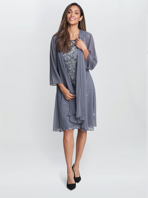Gladys Embroidered Shift Dress And Jacket