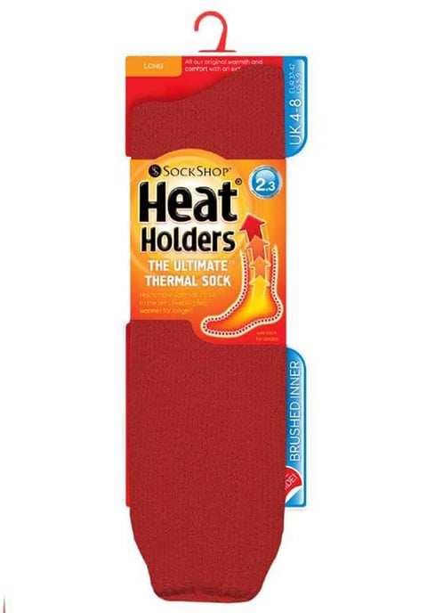 Ladies Extra Long Thermal Socks in Cerise and Wine by Heat Holders - Image 2