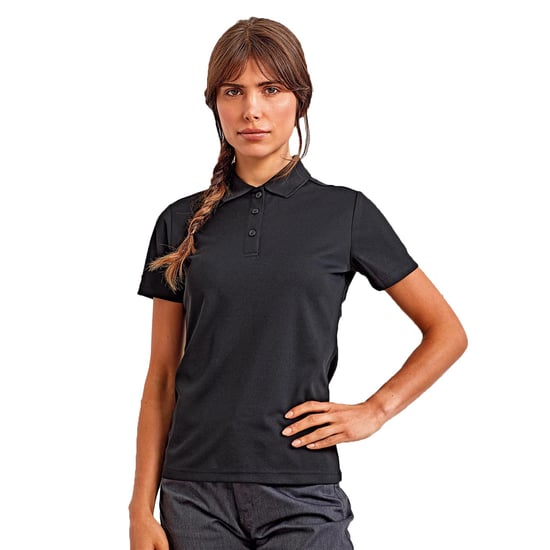Premier Womens/Ladies Sustainable Polo Shirt (Black)