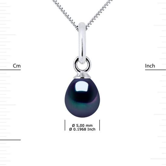 DIADEMA - Pendant - White Gold and Real Freshwater Pearls - Black Tahitian Style - Image 3