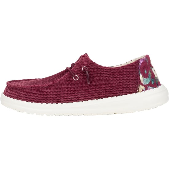 HEYDUDE Wendy Corduroy Leo Polyester Dam Burgundy Loafers - Image 5