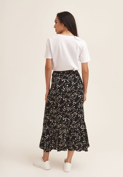 Animal Print Ruffle Wrap Midi Skirt - Image 4