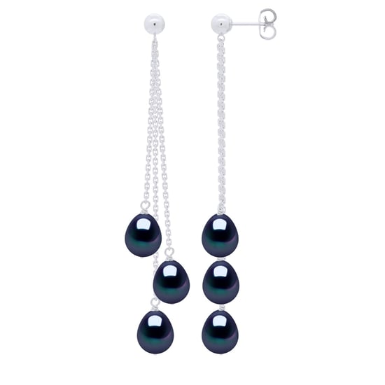 Earrings Trio - 3 Real Cultured Freshwater Pearls Pear 7-8 mm - Image 1