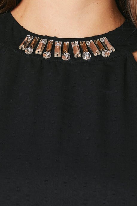 Petite Dobby Embellished Halterneck Swing Dress - Image 5