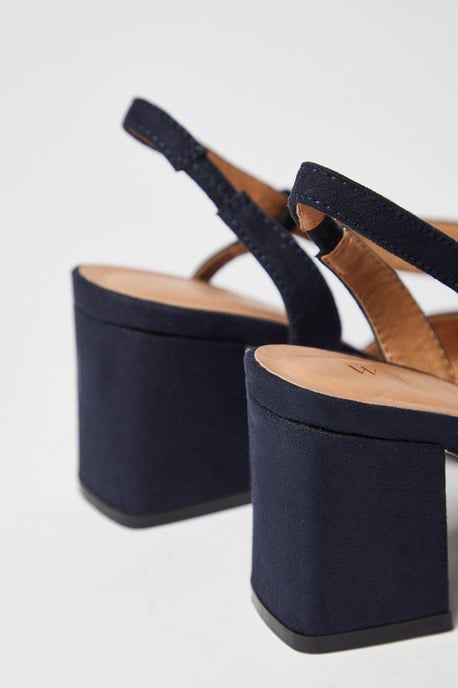 Wide Fit Eve Asymmetric Strap Block Heel Pointed Court Shoes - Image 4
