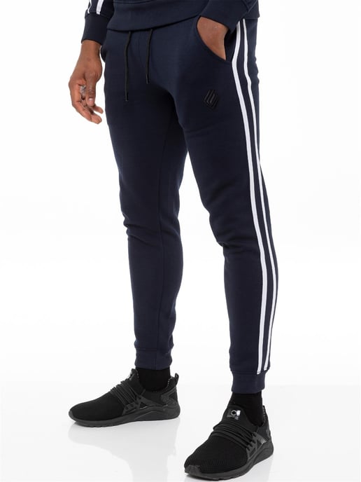 Enzo | Mens Pullover Tape Hoodie Tracksuit Set - Navy - Image 5