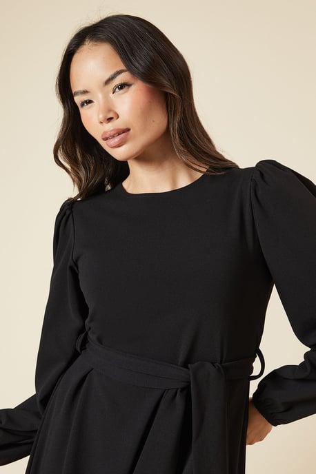 Belted Scuba Shift Mini Dress