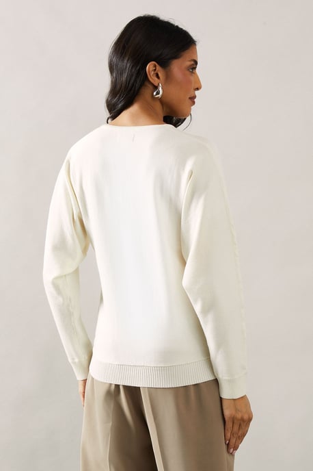 Fine Gauge Button Front V Neck Knitted Top - Image 3