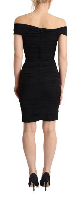 Dolce & Gabbana Zwarte Zijde Off-Shoulder Lichaam Aansluitend Jurk voor Vrouwen - Image 3