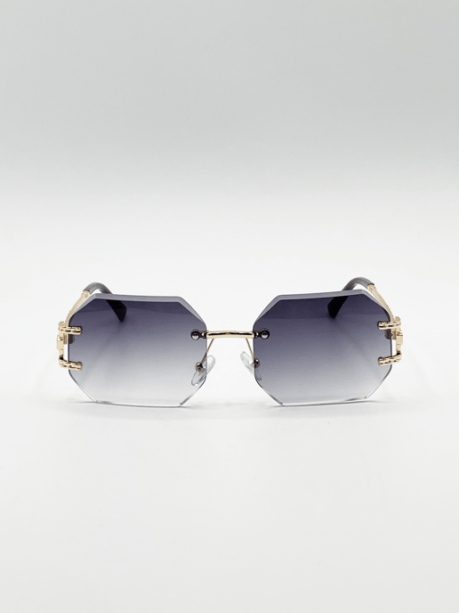 Frameless Octagon Lens with Metal arm in Blue