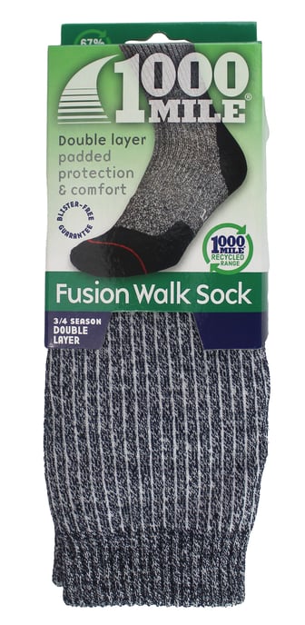 1000 Mile - Ladies Fusion Repreve Double Layer Anti Blister Walking Socks - Navy / Cornflower - Image 2