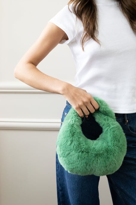 Faux Fur Soft Grab bag in Green