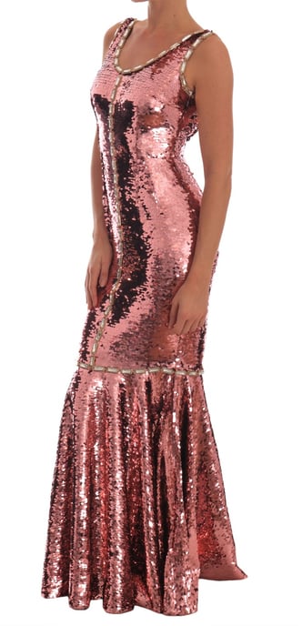 Dolce & Gabbana Damesjurk met roze lovertjes en kristallen jurk - Image 4