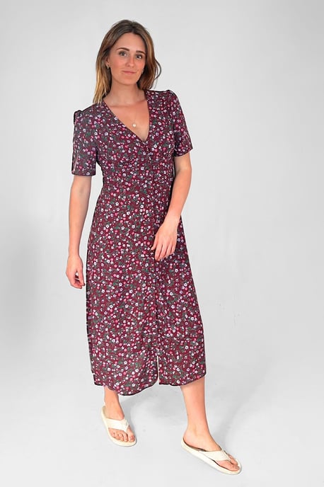 Nobody's Child Floral Button Down Midi Tea Dress - Image 1