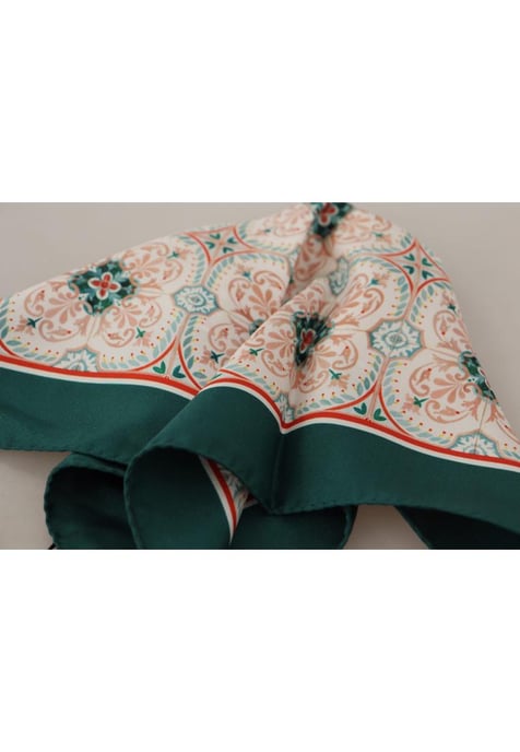 Dolce & Gabbana Men's Green Patterned Square Handkerchief Scarf