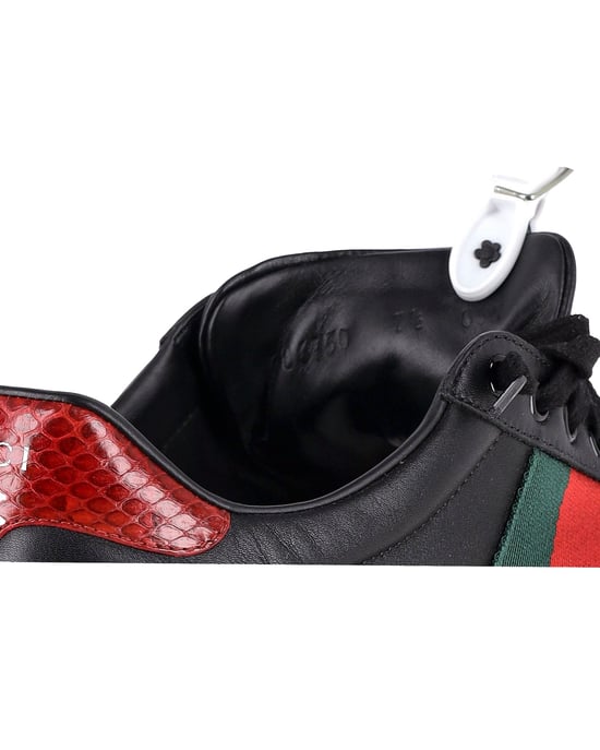 Gucci Ace Sneakers with Python Embossed Panel in Black Leather - Image 6