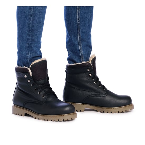 Men's Leather Boots Laces Winter in Black