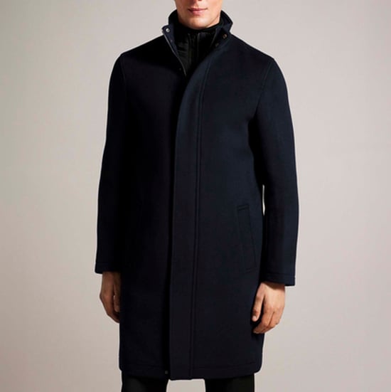 Heren Ted Baker Ederson Wollen Blend Trechterhals Mantel in Navy - Image 1