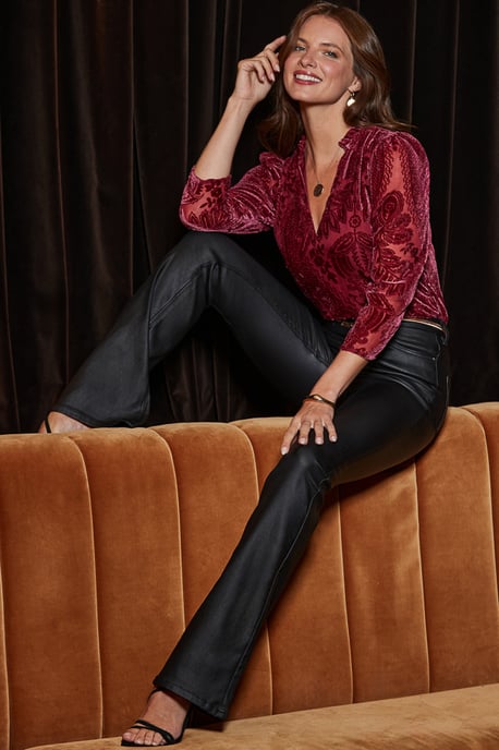 Ruby Plush Velvet Devore Blouse