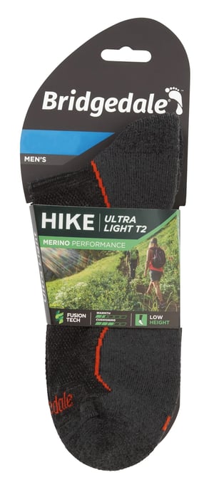 Bridgedale - Mens Hiking Merino Low Socks - Anthracite / Orange - Image 2