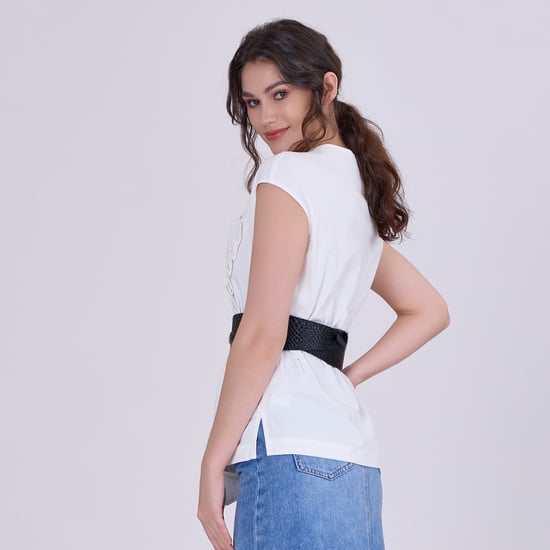 Geplooide asymmetrische top met dubbele borst - Image 4