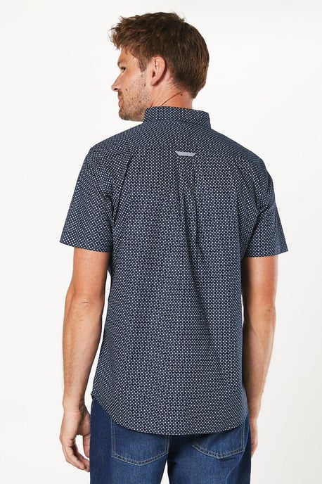 Geo Flower Print Short Sleeve Shirt
