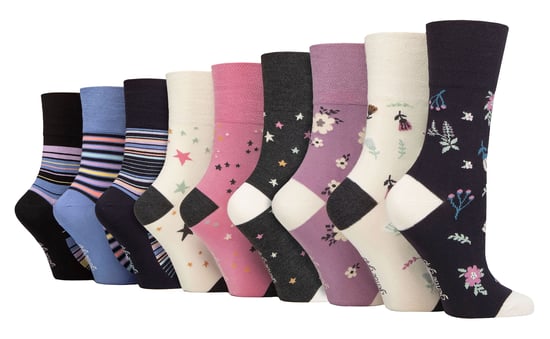 9 Pack Bamboo Socks Ladies | Gentle Grip | Extra Wide Soft Top Non Elastic Socks - SOLRM404142 - Image 1