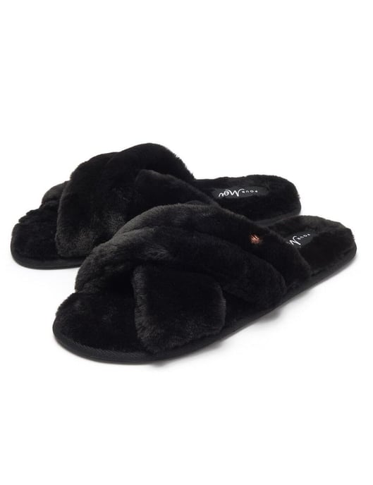 321 Pour Moi Faux Fur Crossover Slider Slipper