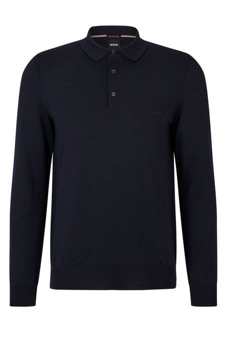 Boss Black Bono-l Long Sleeved Polo Shirt Dark Blue