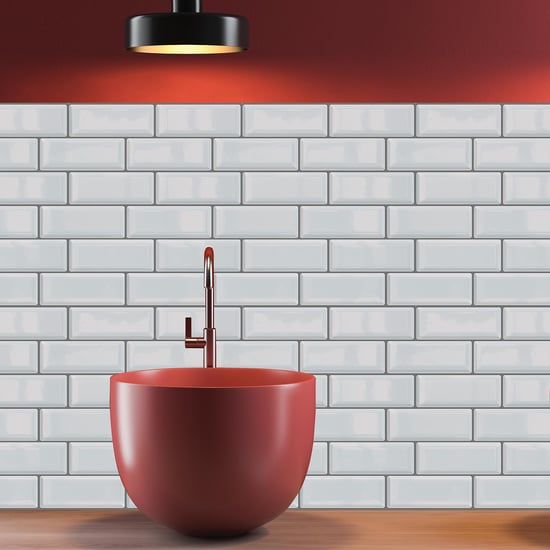 White Metro Glossy 3D Sticker Tile 30 x 15 cm - 12 pcs 3D Tiles Wall Stickers, Kitchen, Bathroom, Living room, peel and stick