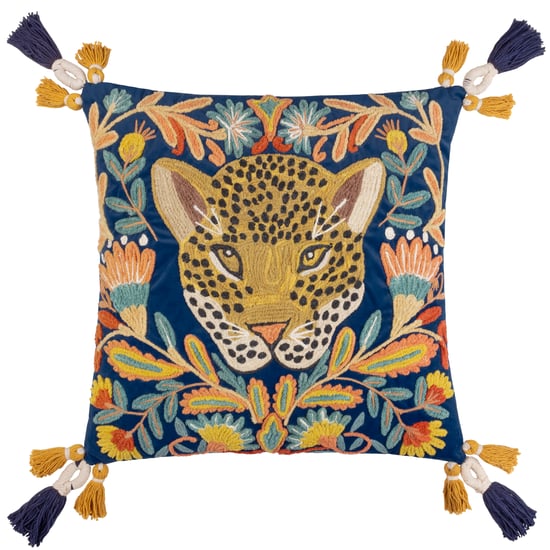 Wylder Tropics Regal Leopard Embroidered Velvet Cushion Cover - Image 1