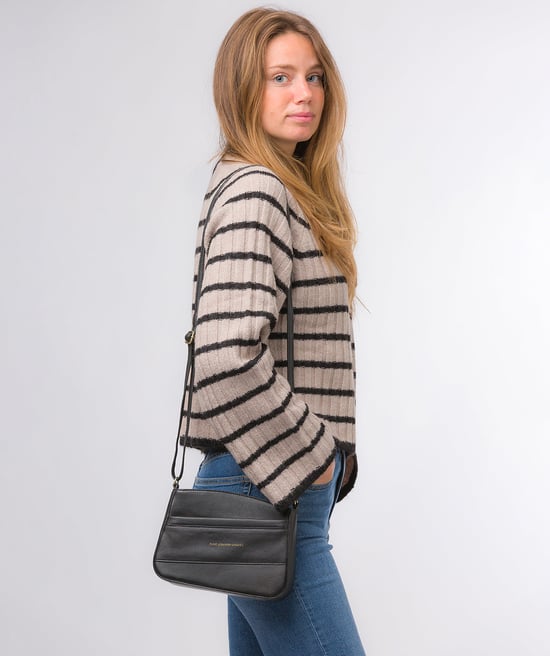 Helena' Black Nappa Leather Cross Body Bag