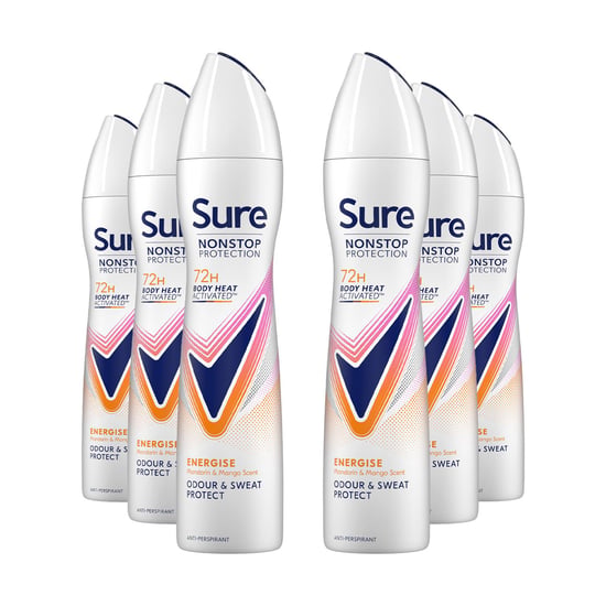 Sure Women Energise Deodorant Spray with 72H Nonstop Protection 250ml, 6 Pack
