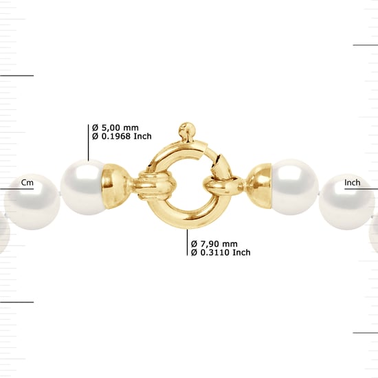 DIADEMA - Necklace - Real Freshwater Pearls - White - Yellow Gold