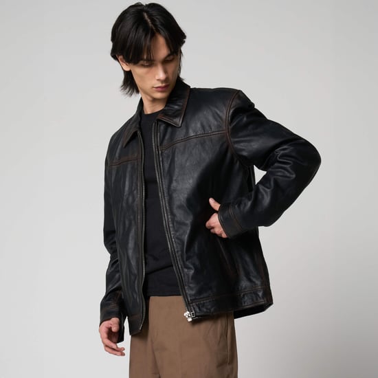 Barneys Originals Washed Leather Harrington