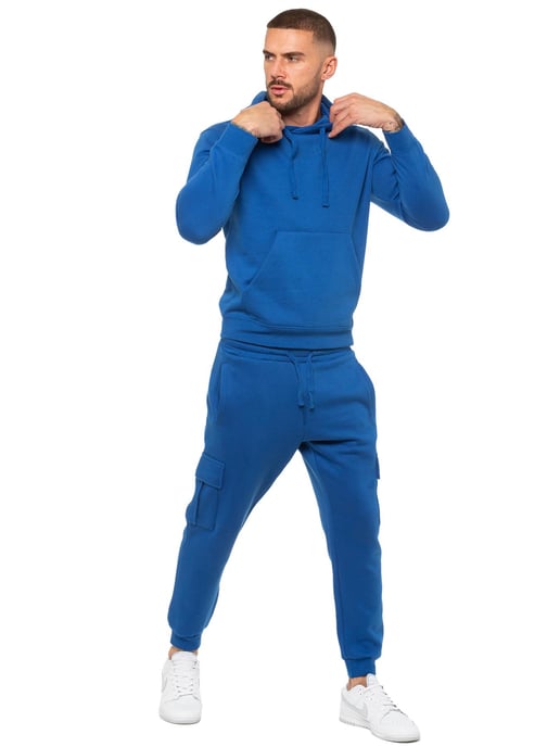 Enzo | Mens Pullover Hoodie Tracksuit Set - Blue - Image 5