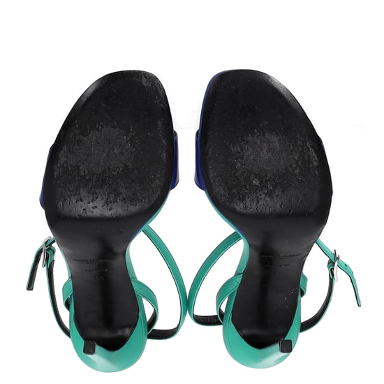Saint Laurent Jane Enkellaarsjes met Enkelbandje in Groen en Blauw Leer - Image 6