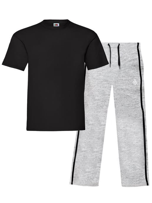 Enzo | Mens T-Shirt & Pants Loungewear Set - Black/Grey - Image 1