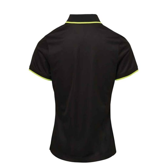 Premier Dames/Dames Coolchecker Contrast Piqué Poloshirt (Zwart/Kalk) - Image 2