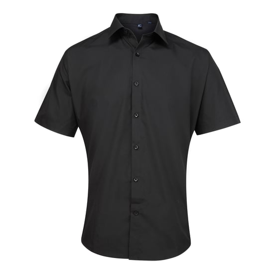 Premier Mens Supreme Heavy Poplin Short Sleeve Work Shirt (Black) - Image 1