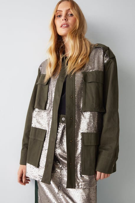 Sequin Twill Oversized Shacket
