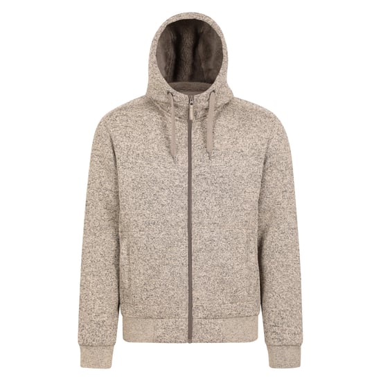 Mountain Warehouse Mens Nevis II Faux Fur Hoodie (Beige) - Image 1