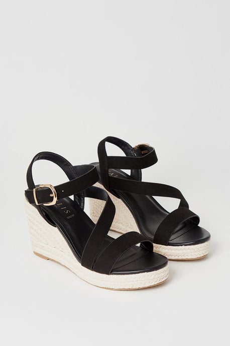 Wide Fit Rosalie Asymmetric Espadrille High Wedge Sandals