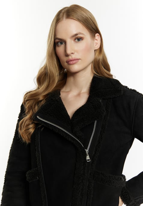 Dreimaster Leren bikerjack Dames zwart - Image 5