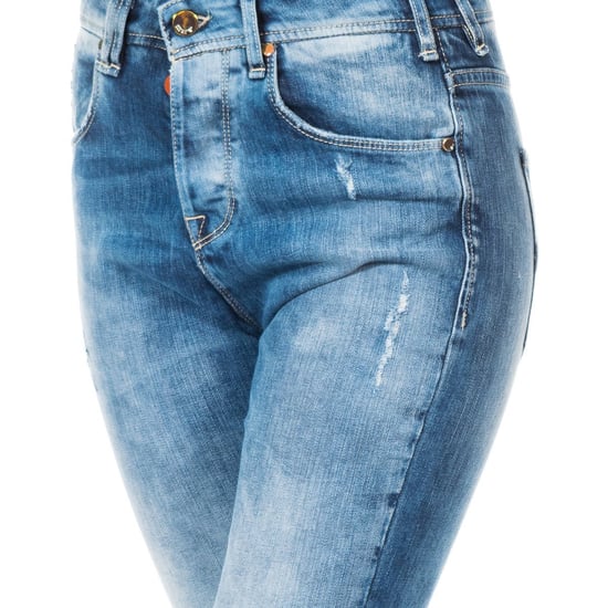 Long denim pants with straight hem cut 10DBF0667 woman - Image 2